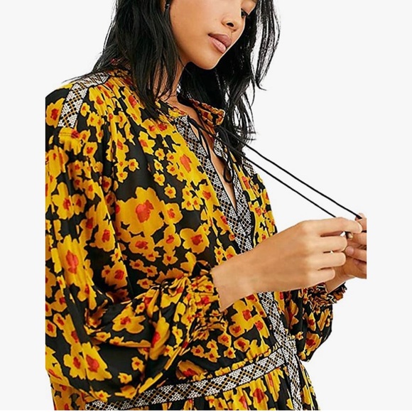 Free People NWT Love Letter Floral Tunic Boho Oversized Blouse Top Dress XS - Picture 6 of 16